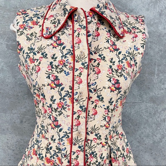 Petra Vanessie Cotton Blend Midi Floral & Tan Dress - AU 8 - Picture 6 of 13